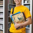 thumbnail image 6 of HELLHERO Book Organizer Bag with Decorative Design Polyester Fabric Book Sleeve Cover with Pocket for Textbooks Carrying Book Case, 6 of 8