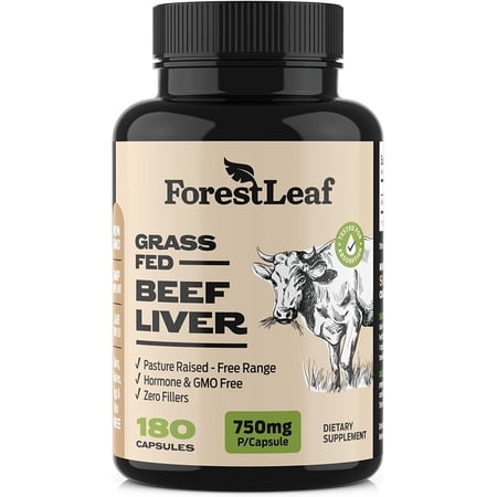 Forest Leaf Grass Fed Beef Liver Capsules Energy & Iron Supplement  180 Count