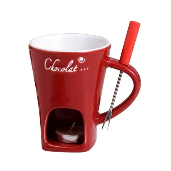 TXYRDXK Fondue Cup, Chocolate Melting Fondue Mugs Set of with Forks and Candle, Ceramic Chocolate Melting Cup, Mini Chocolate Fondue Cups Set For Date Night Birthday Wedding Gifts
