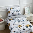 thumbnail image 4 of Btargot 4 Piece Construction Toddler Bedding Set Light Gray Truck Vehicles Excavator Cars Comforter, 4 of 10