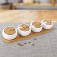 thumbnail image 2 of NEX White Ceramic Sugar Bowls, Set of 4 with Bamboo Lids and Spoon, 2 of 7