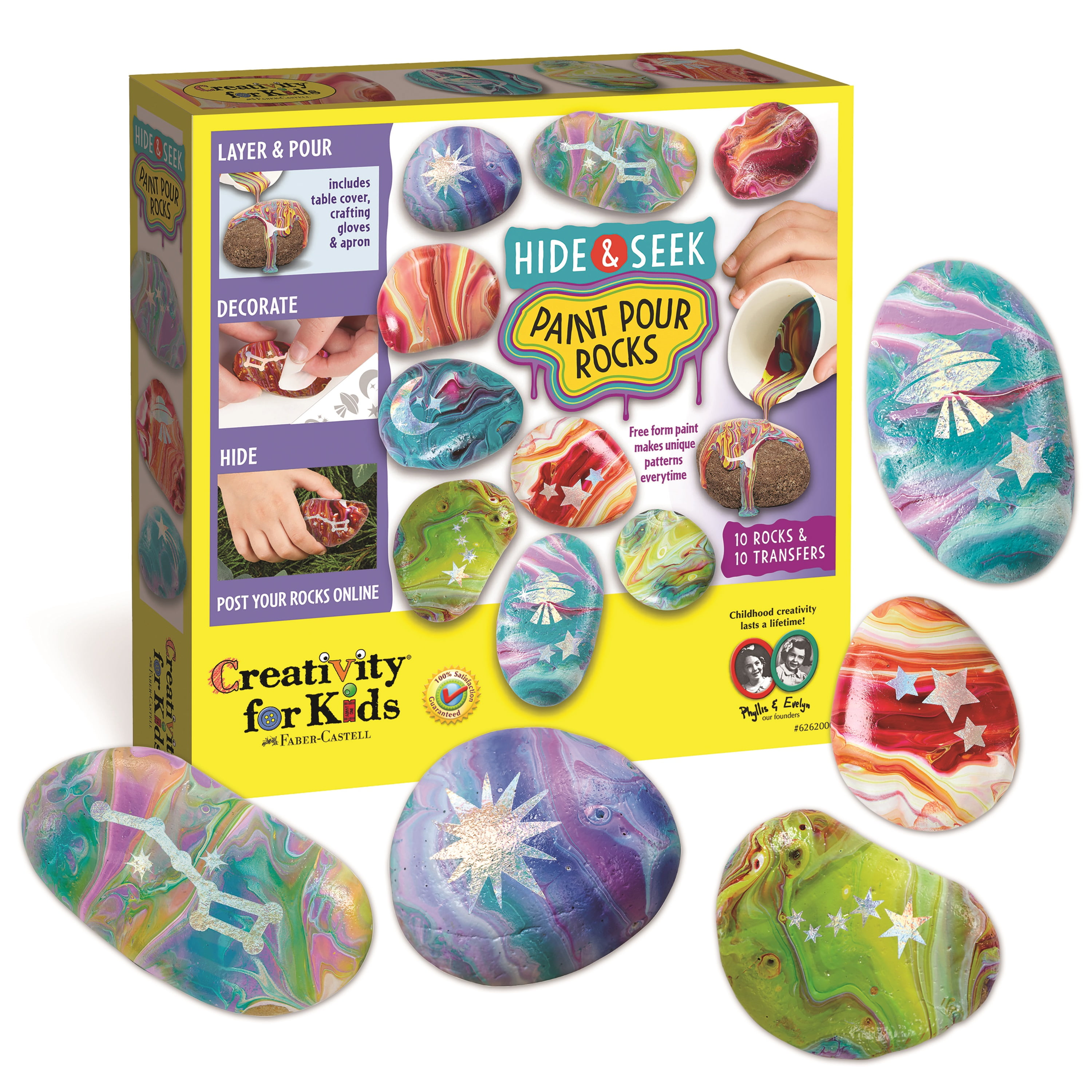 Creativity for Kids Hide and Seek Paint Pour Rock Painting Kit ...