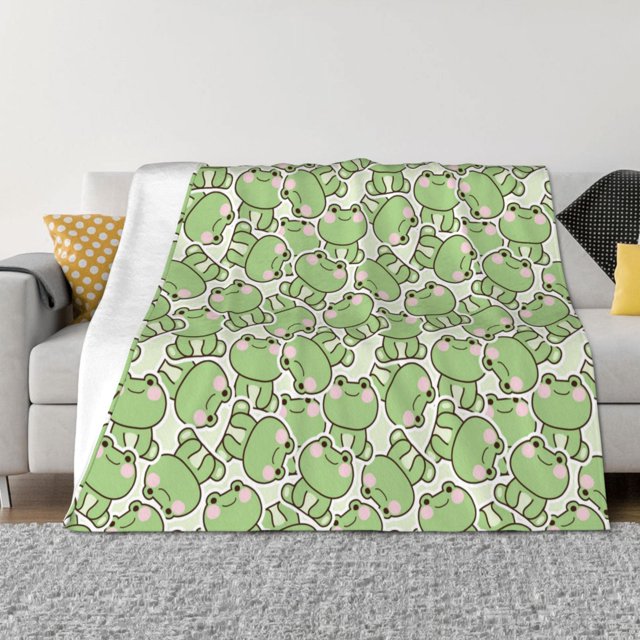 Balery Cute Frog Manta de Franela con Dibujo, Lujo Ultra Suave y Cálido, Antipelusa y Resistente a las Arrugas para Cama, Sofá, Camping -50"x40"