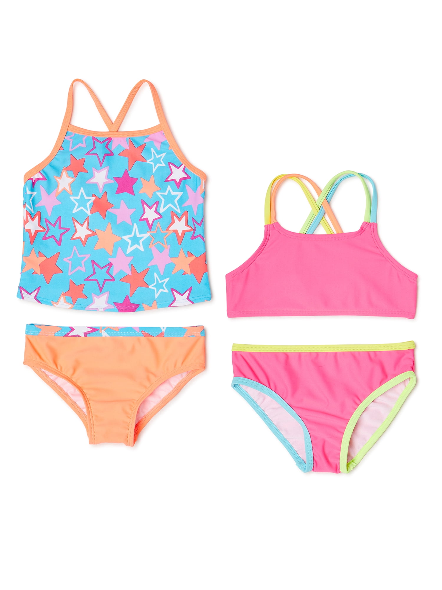 NWT JUSTICE Girl's Bikini Tankini Swimsuit Yellow Floral Flower Swim Size 8-16