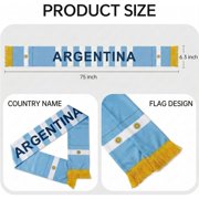 Couver Reversible National Soccer Fan Scarf - Soft Knit Polyester Country Flag Design For Sports, Fan Accessory for Game Day, ARGENTINA