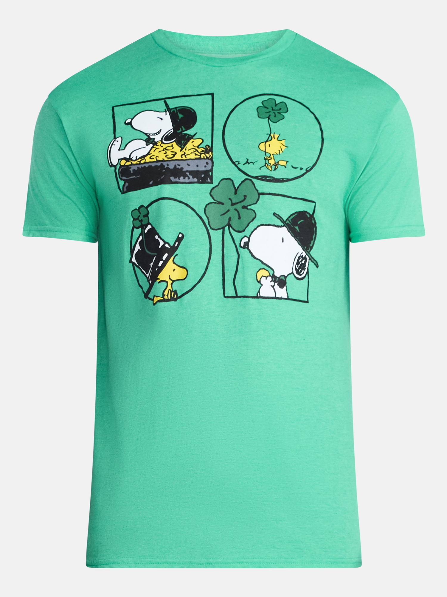 Peanuts Snoopy Men's and Big Men's Four Square Saint Patrick's Day Graphic Tee, Sizes S-3XL