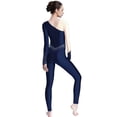 thumbnail image 2 of Doomiva Womens Full Body Unitard Ballet Jumpsuit Long Sleeve One Piece Gymnastics Dance Bodysuits Navy Blue S, 2 of 5