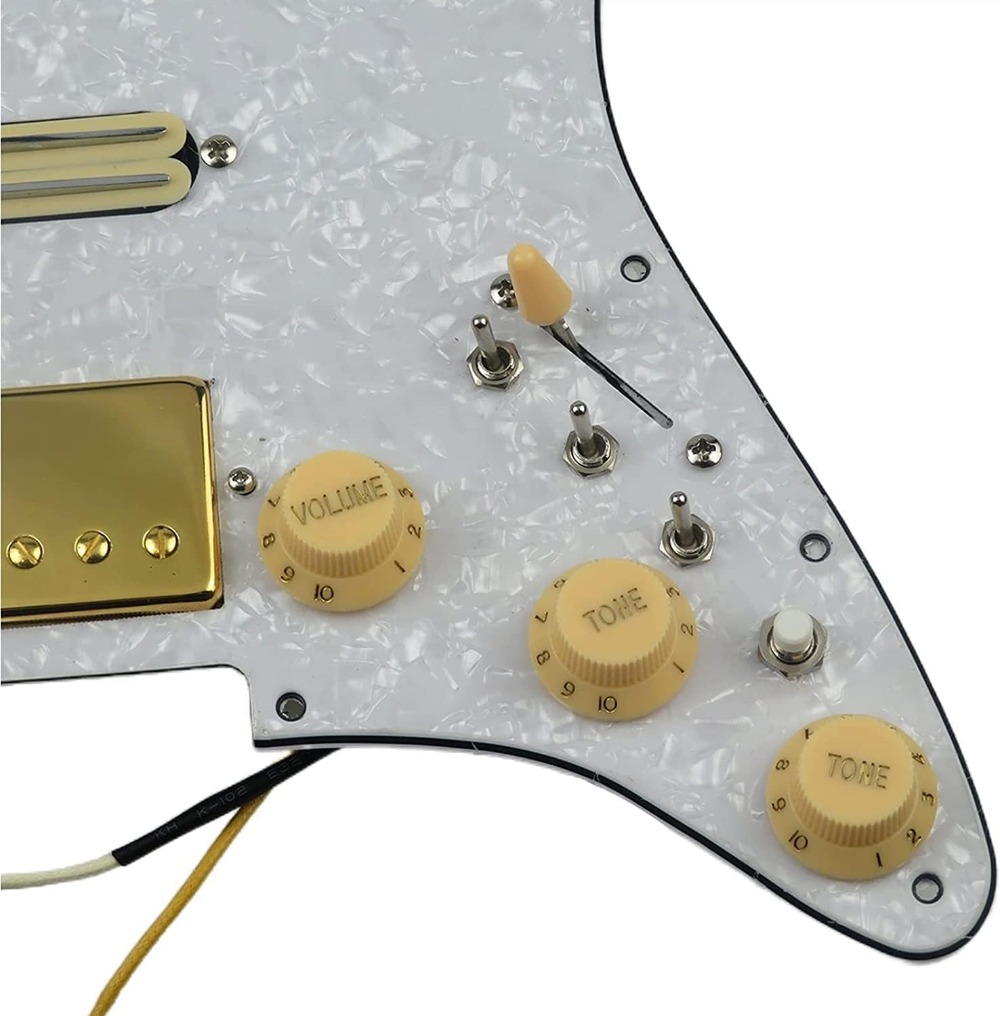 SSH Prewired Guitar Strat Pickguard Set Ainico 5 Humbucker Pickups Coil Splitting Switch Multi Switch Harnesses ,For Fender ST Electric Guitar Part Replacement
