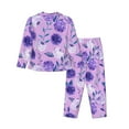 thumbnail image 2 of Bingfone Womens Pajama Sets Violet Print,Long Sleeve Loungewear Pajamas Set-Large, 2 of 9