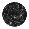 thumbnail image 3 of YFYANG Round Fitted Table Cloth, Waterproof Black Butterfly Line Texture Pattern Polyester Table Cover, Indoor Outdoor Decorative Tablecloths with Elastic Edge, 3 of 7