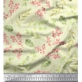 thumbnail image 1 of Soimoi Yellow Rayon Crepe Fabric Red Berries & Leaves Print Fabric by the Yard 46 Inch Wide, 1 of 3