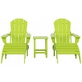 thumbnail image 3 of Polytrends  Laguna All Weather Poly Outdoor Patio Adirondack Chair Set - with Ottomans and Side Table (5-Piece) Lime, 3 of 5
