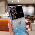 thumbnail image 4 of Compatible with Samsung Galaxy S22 Ultra 5G Plating Cute Heart Phone Case,Gradient Glitter Bling Clear Case Women Full Camera Lens Protection Soft Shockproof Bumper Cover (Seirra Blue), 4 of 12