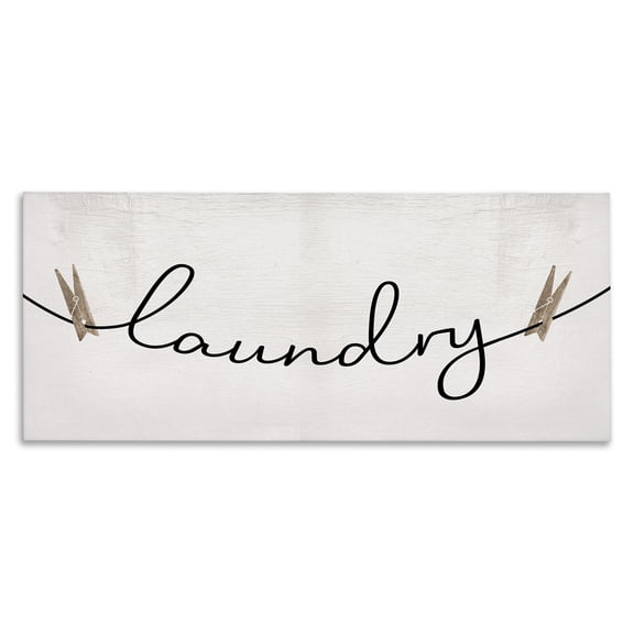 Stupell Industries Rustic Lodge Laundry Typography Clothespins Canvas Art, 48 x 20, by Lil' Rue