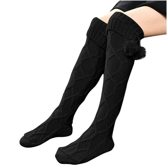 Socks for Women Warm Winter Comfort Knee-High Fashion Temperament Solid Color Socks