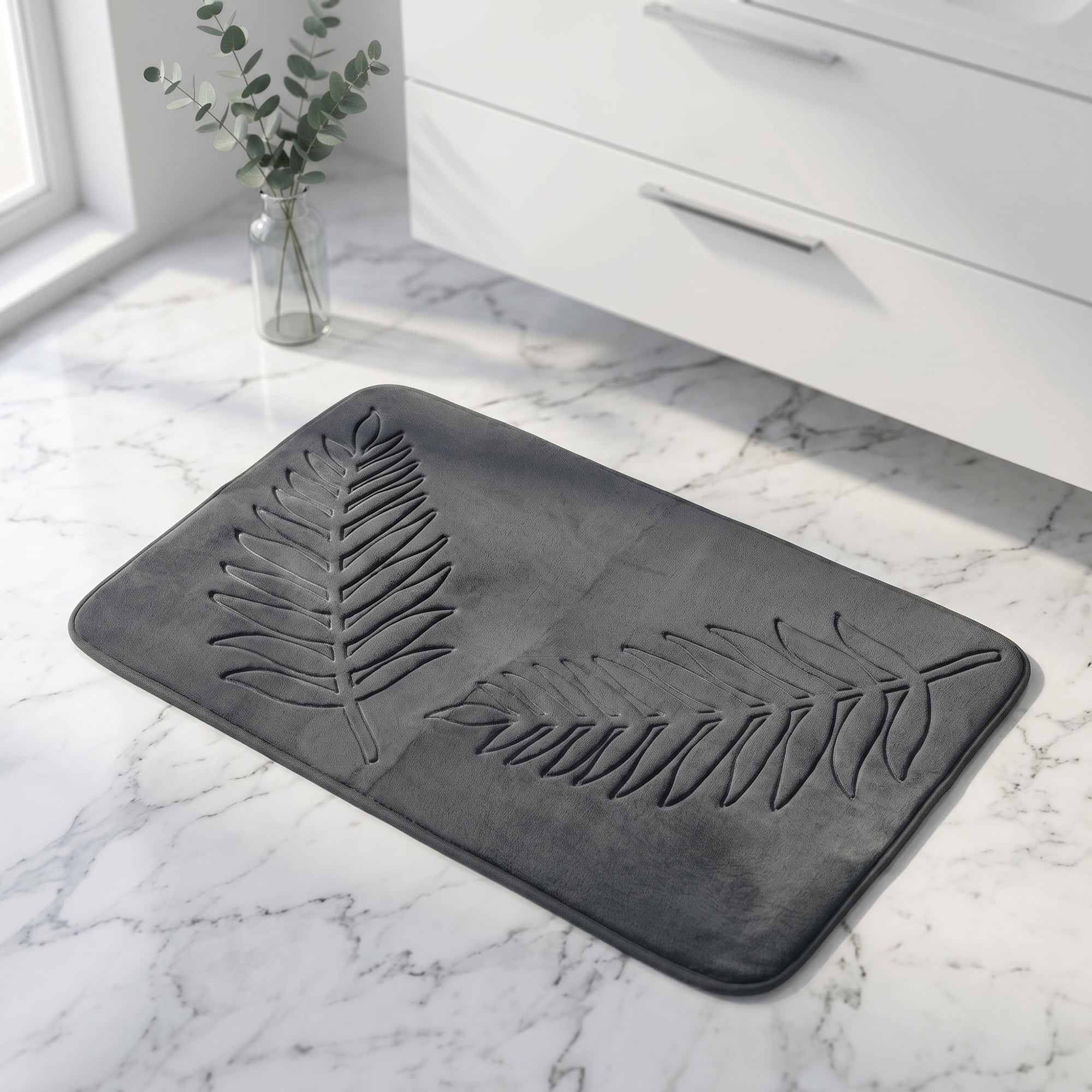 Unique Bargains Thick Absorbent Plush Non Slip Microfiber Bath Mat Dark Gray 32" x 20"