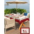 thumbnail image 4 of Outdoor Tablecloth with Umbrella Hole and Zipper, Red Christmas Gnomes Rectangle Table Cloth 54x80 Inch Waterproof Tablecloth, Winter Xmas Tree Snowflake Plaid Picnic Table Cover for Patio Camping, 4 of 7