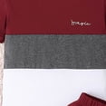 thumbnail image 7 of WUANDIXFA Toddler Kid Boy Clothes Colorblock Letter Graphic Tee Shorts 2PC Summer Outfit Set (Wine, 2-3 Years), 7 of 7