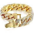 thumbnail image 6 of Charles Raymond Mens Big Rocks Bezel - Dial with Roman Numerals Fully Iced Out Watch w/Cuban Chain Bracelet & Ring - ST10327SET3PC (11,Gold), 6 of 6