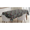 thumbnail image 1 of Modern Tablecloth, Owl Crown and Books Vermilion Boots Feather Teacup Modern Doodle Pattern, Rectangle Satin Table Cover for Dining Room and Kitchen, 60" X 84", Charcoal Grey Yellow, by Ambesonne, 1 of 2