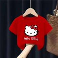 thumbnail image 3 of Hello Kitty, novedad de verano, ropa para niños, Camiseta con estampado de dibujos animados para niña, camiseta de algodón transpirable de media manga para bebé, camiseta de manga corta, 3 of 5