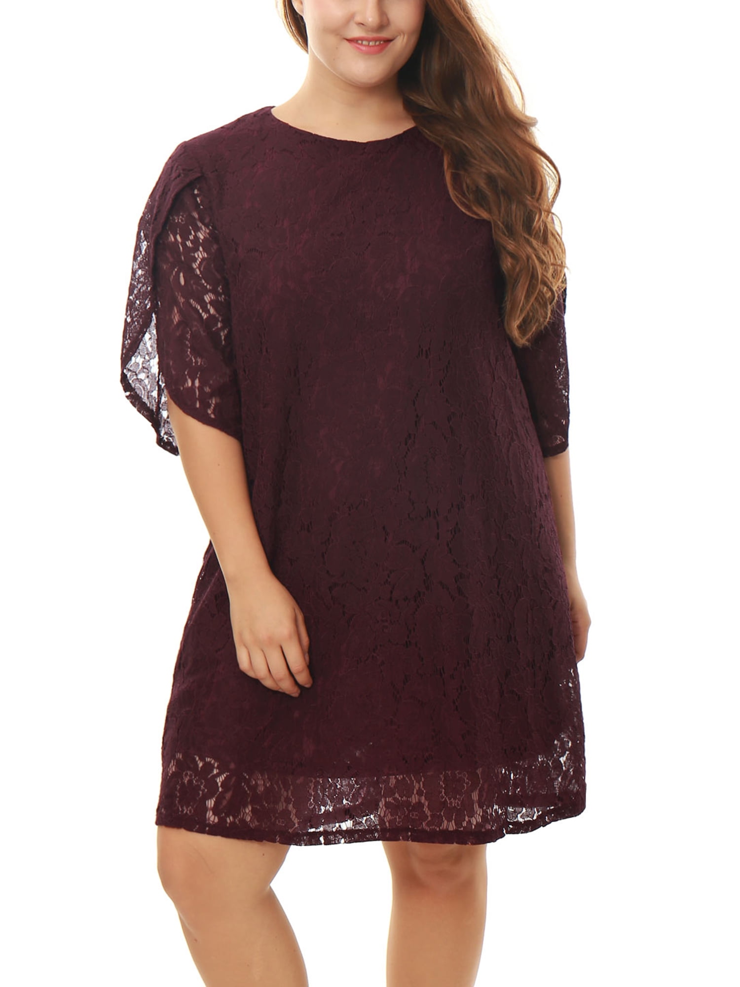 burgundy lace shift dress