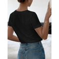 thumbnail image 2 of Top Mujer Cuello Redondo Manga Corta Textura Vertical Negro, 2 of 30