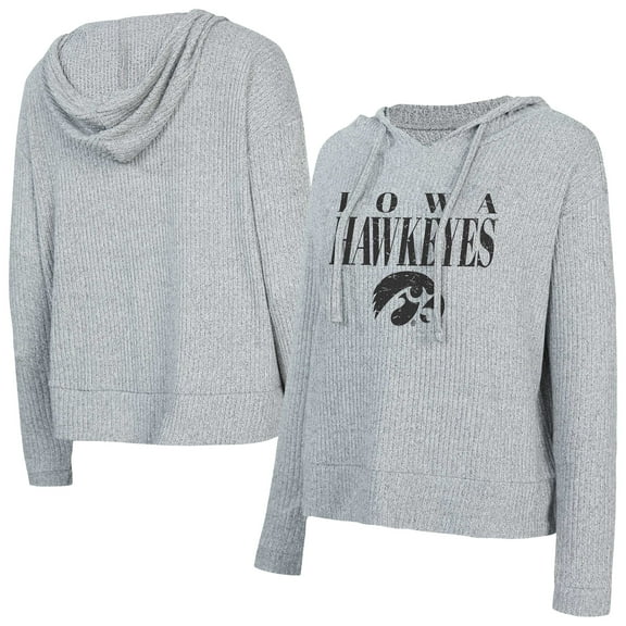 Women's Concepts Sport Grey Iowa Hawkeyes Juniper Soft Modest Cropped Long Sleeve Hoodie Top