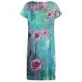 thumbnail image 5 of SMihono Robe d'Été Grande Taille pour Femmes 2023 Manches Courtes Robes Mode Fleurs Imprimées Taille Robe Soleil Col en V Longueur Genou, 5 of 5