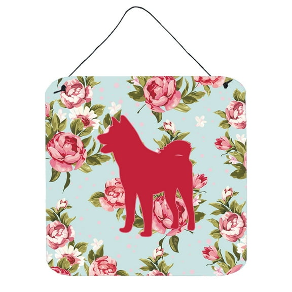 Akita Shabby Chic Blue Roses Wall or Door Hanging Prints Blue