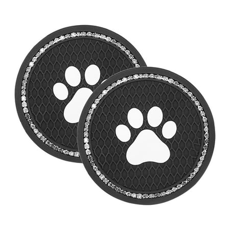 

Mat Car Coasters Cup Wad Simple SUV Silica Gel Universal Black And White Diamonds 2pcs/set PVC Diamond Soft Cat Paw Pad