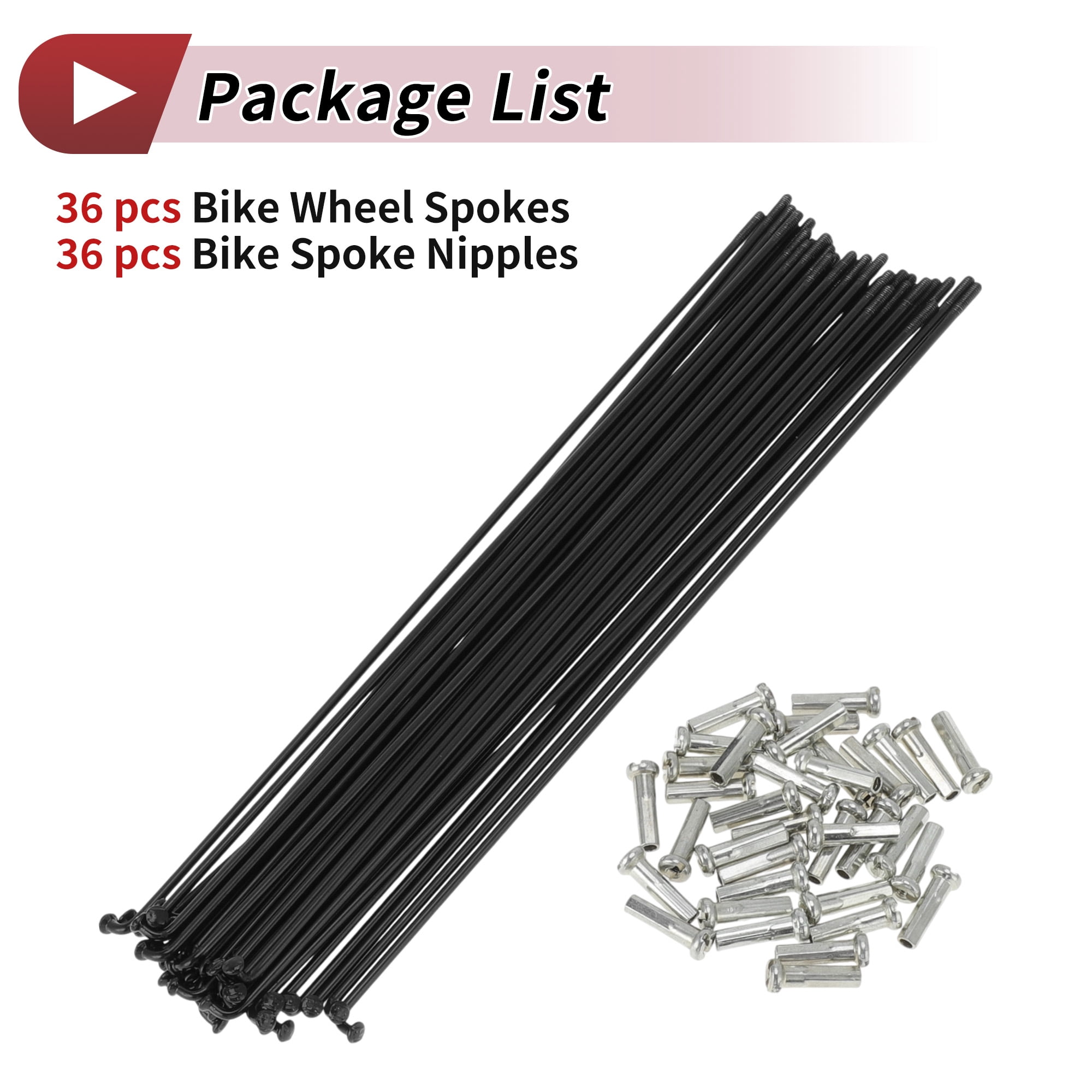 Unique Bargains 36Pcs J Bend with Nipple for MTB 14G Wheel Spokes Black 7.48"