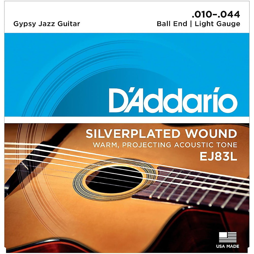 D'Addario EJ83L Gypsy Jazz Acoustic Guitar Strings, Ball End, Light, 1044