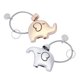 thumbnail image 3 of 2pcs Elephants Design Couple Keychains Metal Fashion Key Rings Lovers Key Chain Gift for Birthday (Light Golden+Silver), 3 of 3