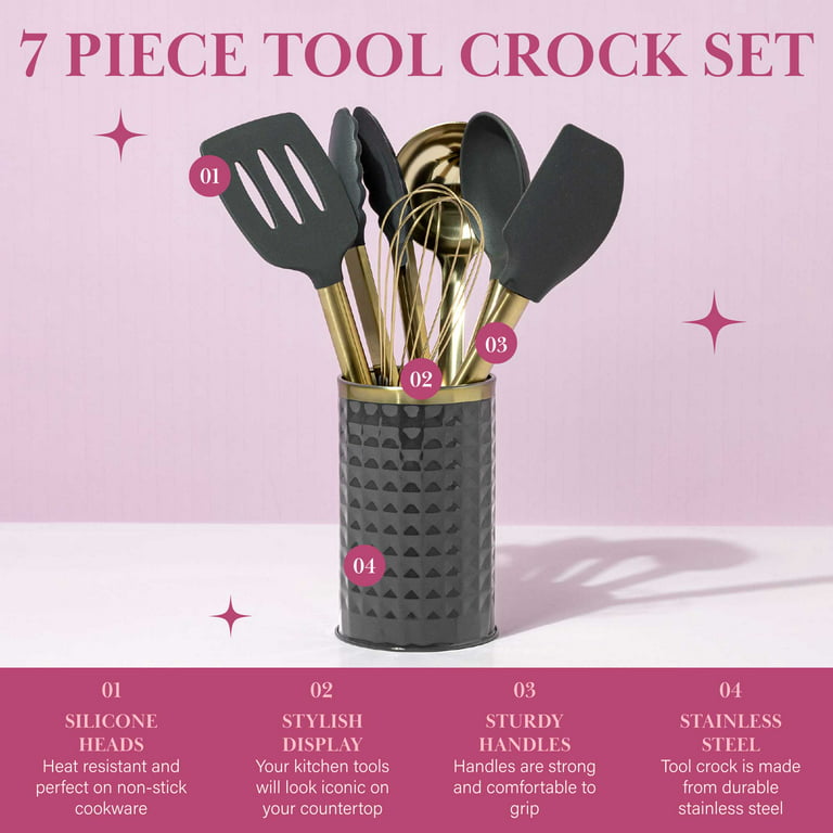 KitchenAid Tool and Gadget Set with Crock, 6-Piece, Aqua