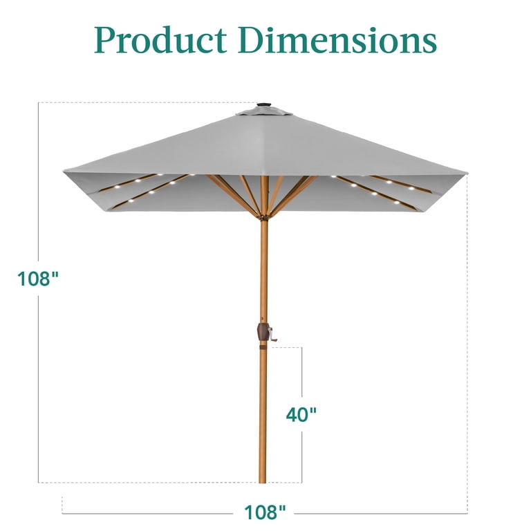 9 Ft Square Patio Umbrella with Solar LED Lights photo 7