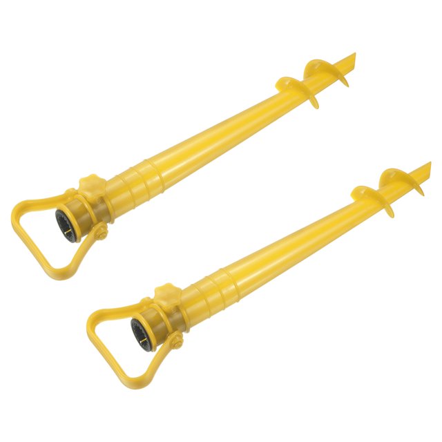 Soporte de tornillo para sombrilla de playa Uxcell, base ajustable para exteriores para sombra, paquete de 2 en amarillo