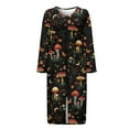 thumbnail image 4 of Xoenoiee Mushroom Butterfly Flower Moon Star Print Women Robe Zipper Front House Coat Long Sleeve Nightgown Full Length Ladies Lounge Dress with Pockets, Size 3XL, 4 of 7