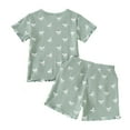thumbnail image 2 of Hiijoy Girls Summer Outfits Bow Print Ribbed Short Sleeved Top Shorts Set, 2 of 8