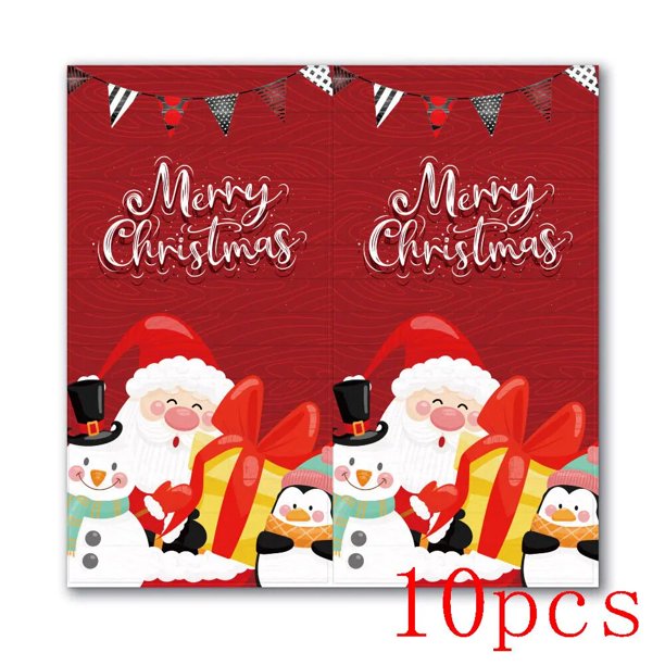 10-50 unids/pack pegatinas de Feliz Navidad 5x10cm rectángulo rojo decoración de caja de regalo de Navidad sello adhesivo lindo Santa pegatinas papelería