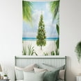 thumbnail image 4 of Christmas Tapestry, Tree with Tinsel and Ornaments Tropical Island Sandy Beach Party Theme, Wall Hanging for Bedroom Living Room Dorm Decor, 60W X 80L Inches, Green Blue Cream, by Ambesonne, 4 of 5