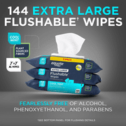 Equate Extra Large Flushable Wet Wipes, Cool Mint Scent, 144 Wipes, 3 Pack