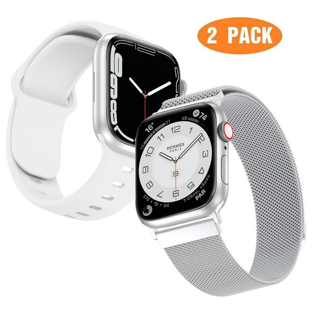 Apple Watch Band Stainless Steel Milanese Loop+Silicone Sport iWatch Bands 38mm 40mm 41mm