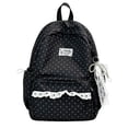 thumbnail image 2 of Black Polka Dot Backpack Bow Backpack - Coquette Back Pack with Lace Trim & Plush Charm, Kawaii Casual Daypack for Classes travel Coquette Backpack Lace Backpack, 2 of 5