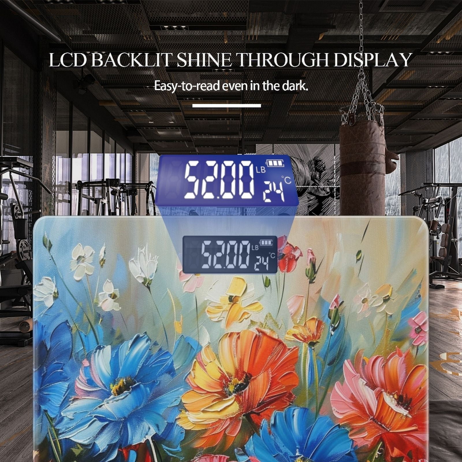 High Precision Body Weight Scale Smart Bathroom Scales with Large LCD Display(400lbs),Decorative for Bedroom-Colorful Flowers In The Meadow