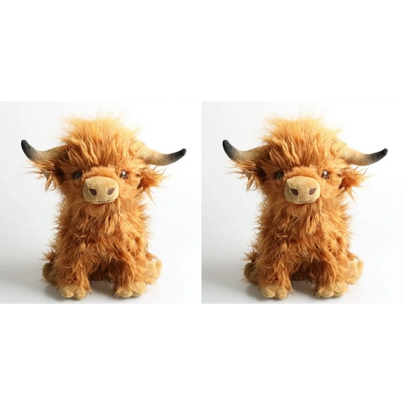 Set 2 Highland Cow 10" Stuffed Animal Plush Toy Brown