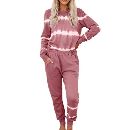 

Women Tie Dye Pajama Sets Long Sleeve Tops and Pants PJ Sets Joggers Loungewear Sleepwear Size S-XXL