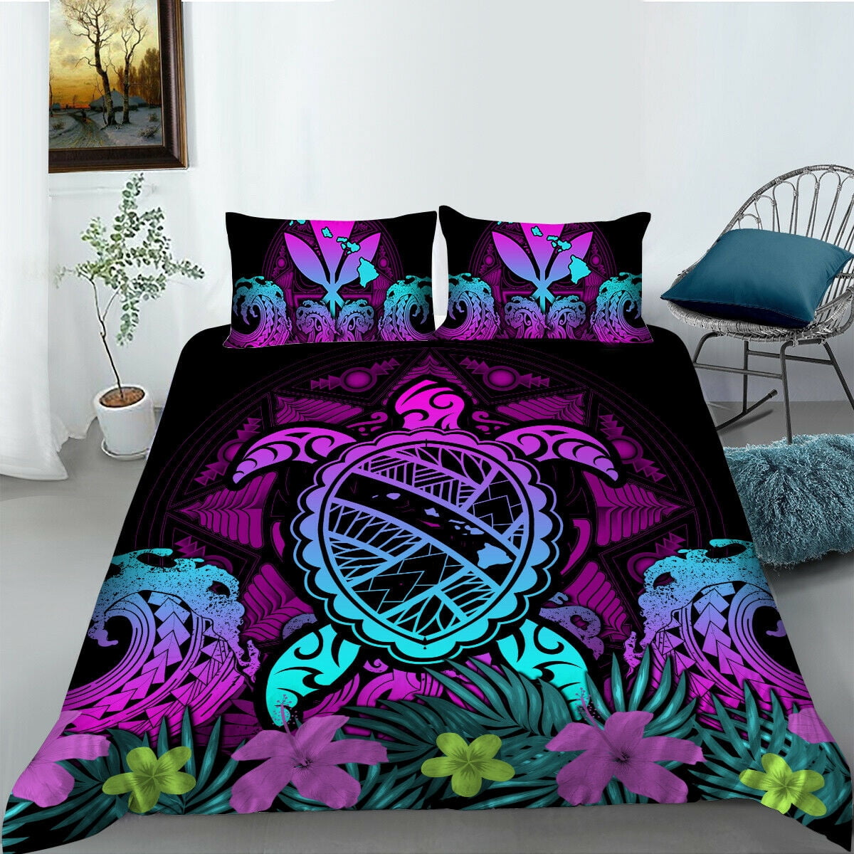 Sea Turtle Printed Bedding Cover Suit 