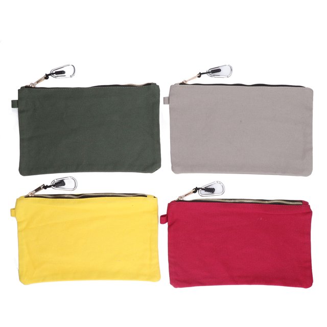 Bolsa de herramientas con cremallera de 6 piezas, bolsa de lona resistente para uso general, con mosquetón, organizador multiusos