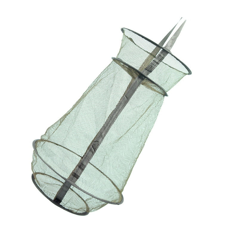 Etereauty Net Collapsible Foldable Equipment Folding Lobster Crabbing  Fishing Cast Bait Cage Cast Wire Fish Basket Portable 